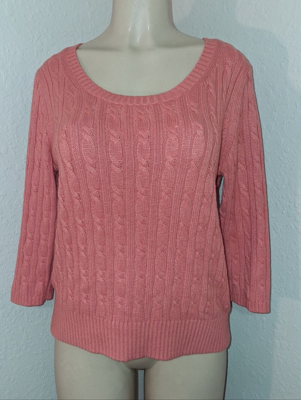 ANN TAYLOR LOFT CORAL COLORED SWEATER TOP SZ LG